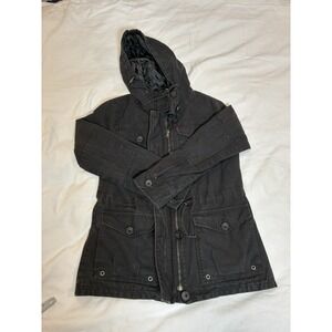 Levi's Men's Small Black Hooded Field Parka Jacket Quilted Lining Military Style